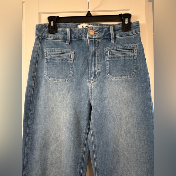 new Paige Leenah slide wide leg patch pocket jeans in Adley blue - Picture 5 of 9